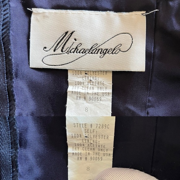 Michaelangelo Navy Blue Empire Cut Gown, 8 - Picture 9 of 9